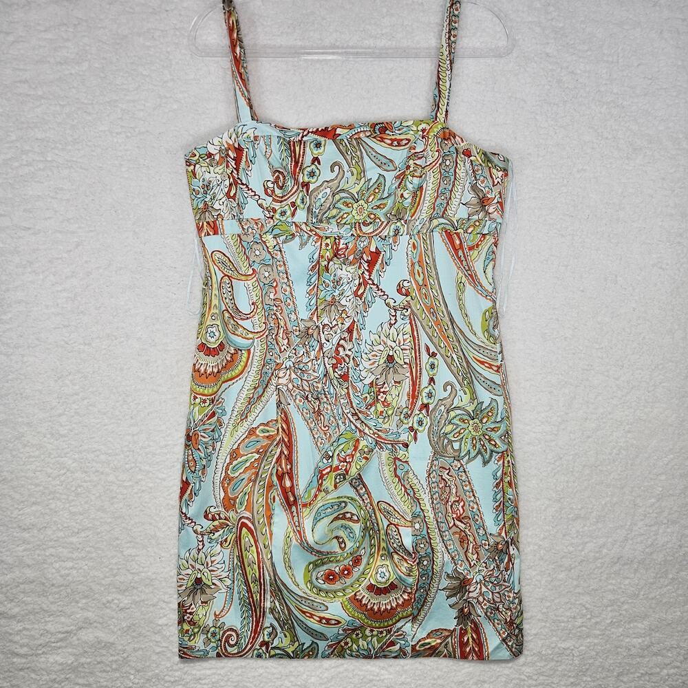 Tommy Bahama Blue Orchid Sunset Paisley Dress Silk Lined Womens 14 Tropic Boho